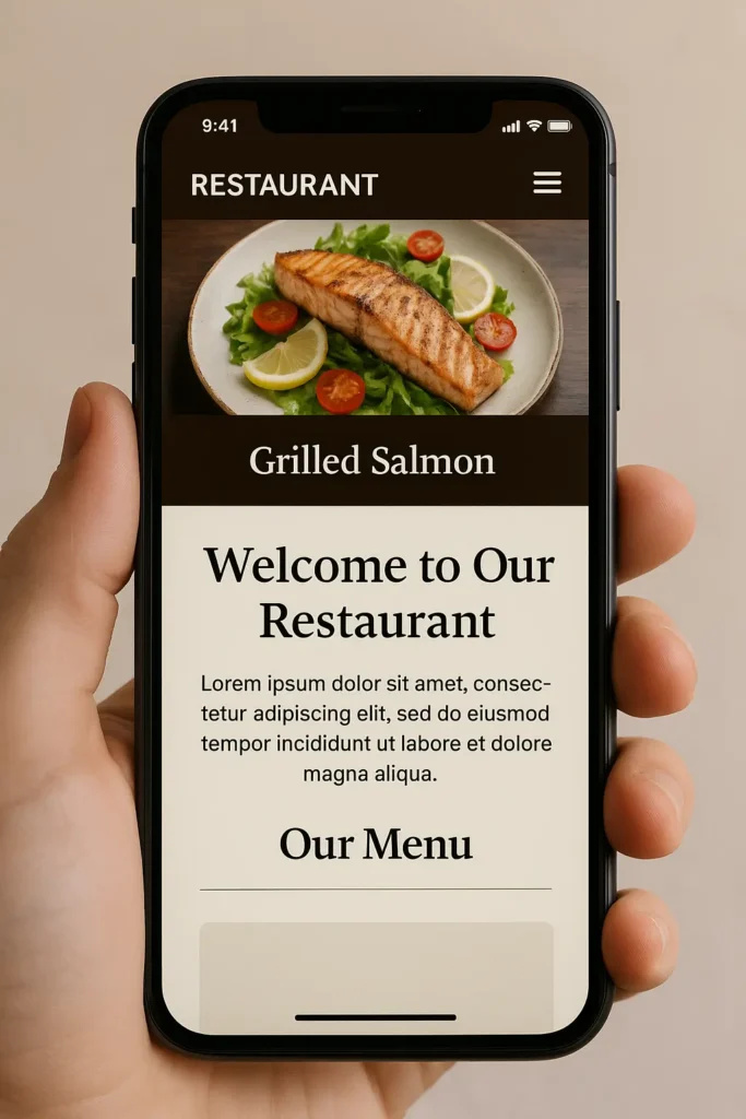 Mobile-optimized restaurant website with clear menu and call button